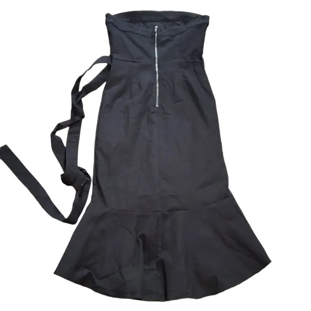 VICI Presentation Cotton Strapless Ruffles Midi Dress MEDIUM - Picture 11 of 16